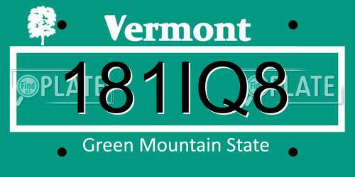181IQ8 Vermont License Plate