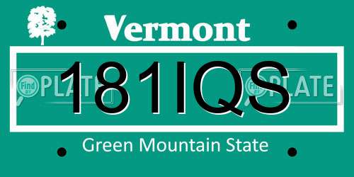 181IQS Vermont License Plate
