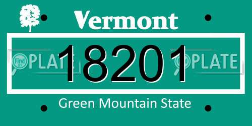 18201 Vermont License Plate