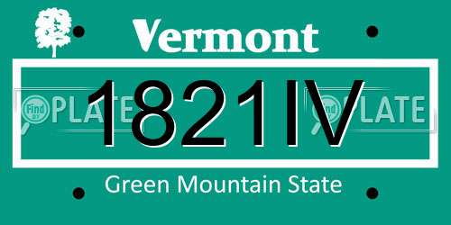 1821IV Vermont License Plate