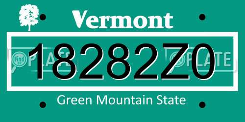 18282Z0 Vermont License Plate