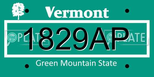 1829AP Vermont License Plate