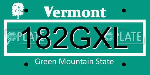 182GXL Vermont License Plate