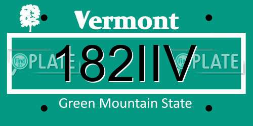 182IIV Vermont License Plate