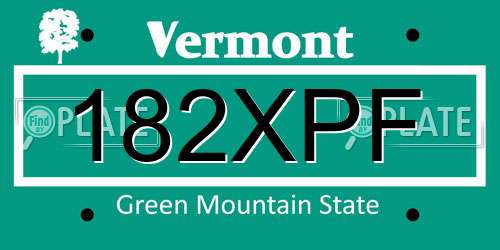 182XPF Vermont License Plate