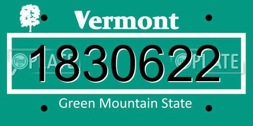 1830622 Vermont License Plate