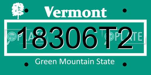 18306T2 Vermont License Plate