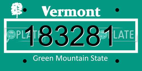 183281 Vermont License Plate