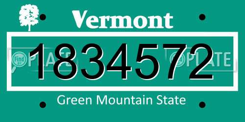 1834572 Vermont License Plate