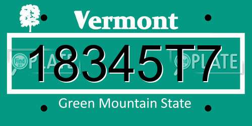 18345T7 Vermont License Plate