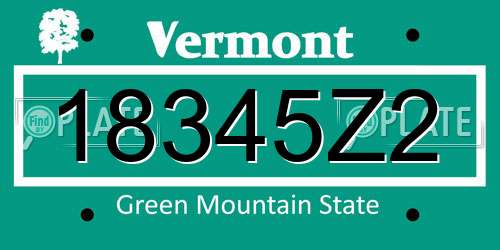 18345Z2 Vermont License Plate