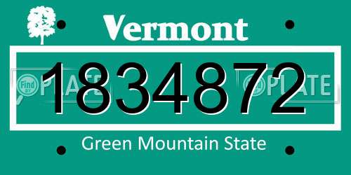 1834872 Vermont License Plate