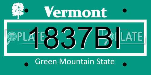 1837BI Vermont License Plate