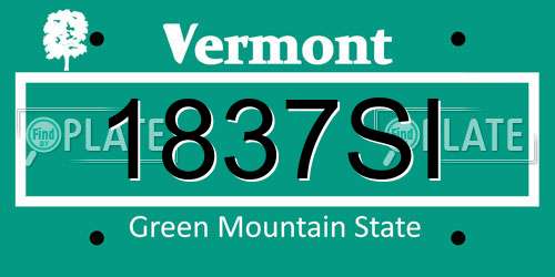 1837SI Vermont License Plate