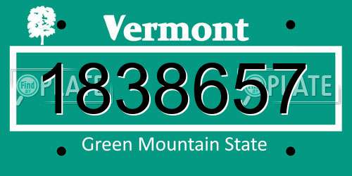 1838657 Vermont License Plate