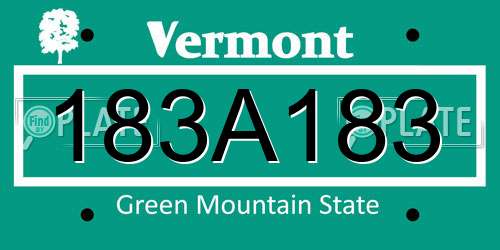 183A183 Vermont License Plate