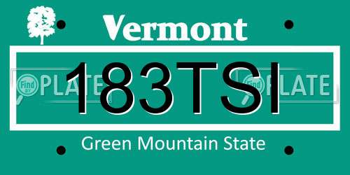 183TSI Vermont License Plate