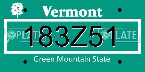 183Z51 Vermont License Plate