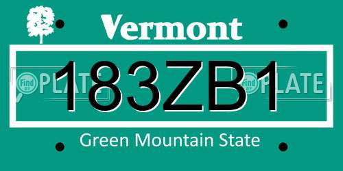 183ZB1 Vermont License Plate