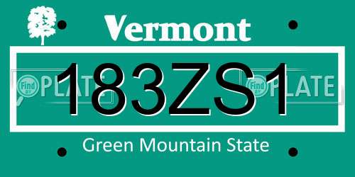 183ZS1 Vermont License Plate