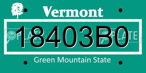 18403B0 Vermont License Plate
