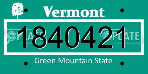 1840421 Vermont License Plate