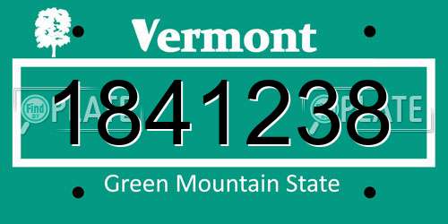 1841238 Vermont License Plate