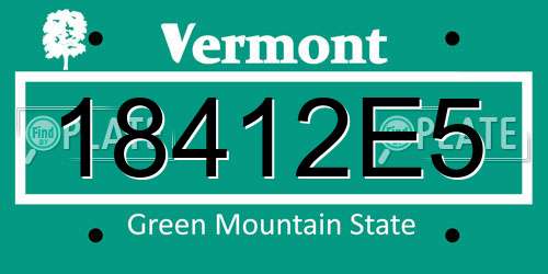 18412E5 Vermont License Plate