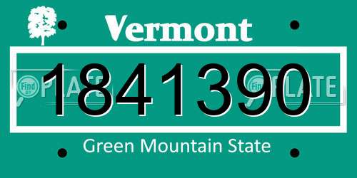 1841390 Vermont License Plate