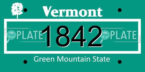 1842 Vermont License Plate