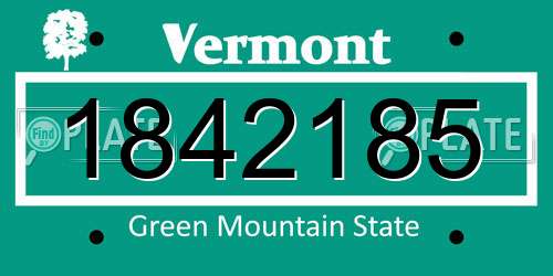 1842185 Vermont License Plate