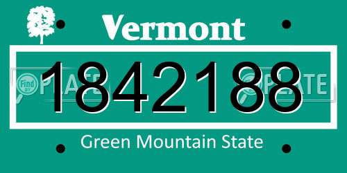 1842188 Vermont License Plate
