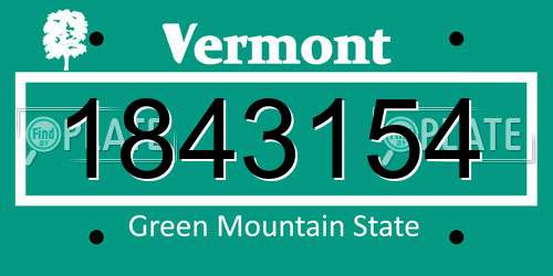 1843154 Vermont License Plate