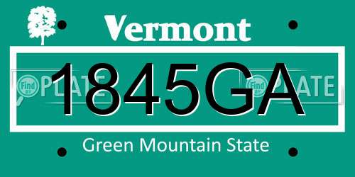 1845GA Vermont License Plate