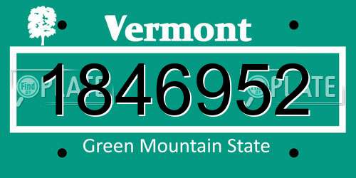 1846952 Vermont License Plate