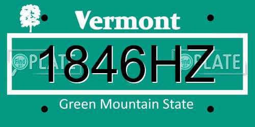1846HZ Vermont License Plate