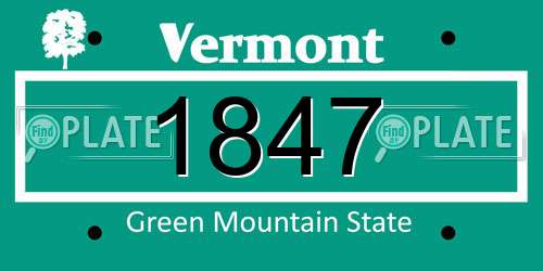 1847 Vermont License Plate