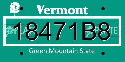 18471B8 Vermont License Plate