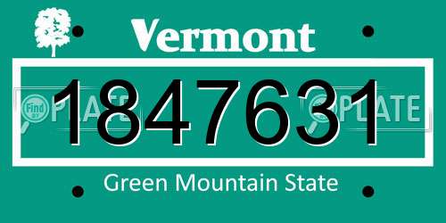 1847631 Vermont License Plate