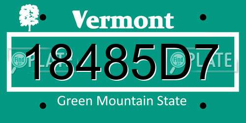 18485D7 Vermont License Plate