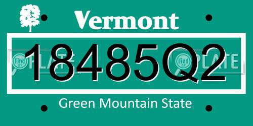 18485Q2 Vermont License Plate