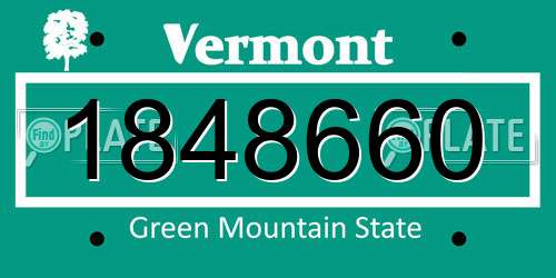 1848660 Vermont License Plate