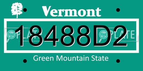 18488D2 Vermont License Plate