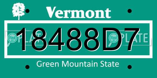18488D7 Vermont License Plate