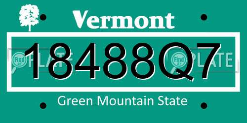 18488Q7 Vermont License Plate