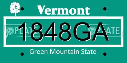 1848GA Vermont License Plate