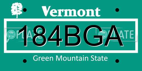 184BGA Vermont License Plate