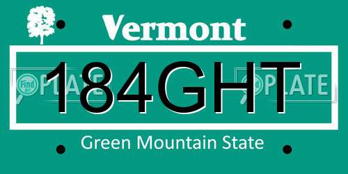 184GHT Vermont License Plate