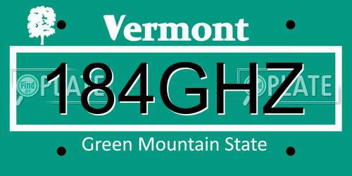 184GHZ Vermont License Plate