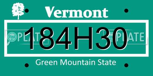 184H30 Vermont License Plate